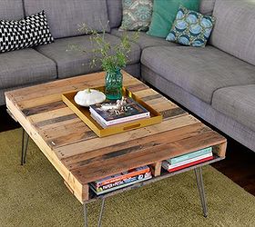 Pallet Coffee Table With Metal Hairpin Legs: DIY