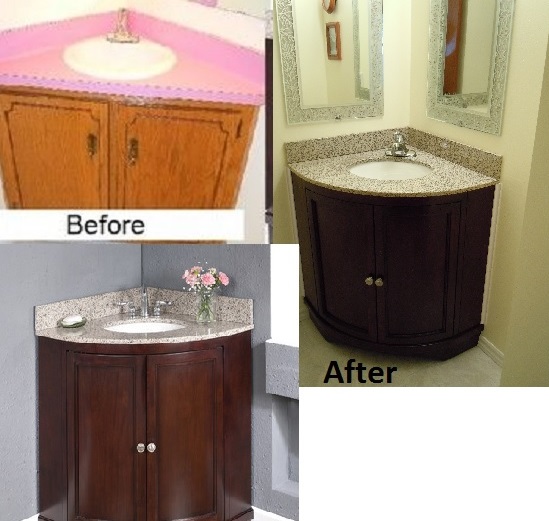 sustitucion de un tocador de esquina y el fregadero en un cuarto de bano, Fotos de antes y despu s