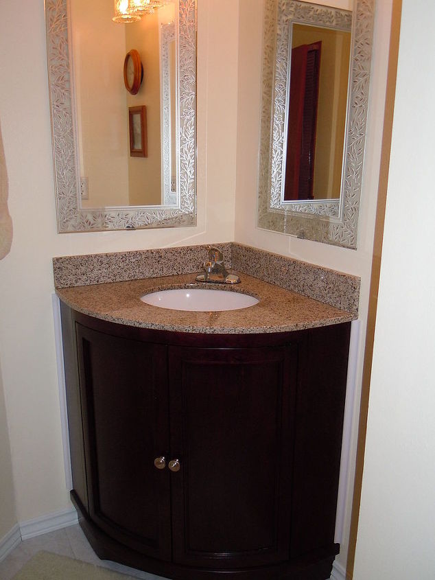 replacing a corner vanity and sink in a bathroom, bathroom ideas, plumbing
