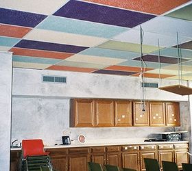 how to makeover drop ceiling tiles, painting, tiling, wall decor