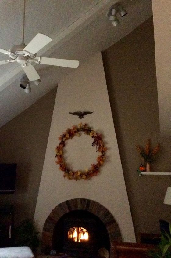 fireplace decor ideas for fall, fireplaces mantels, Hight ceiling fan