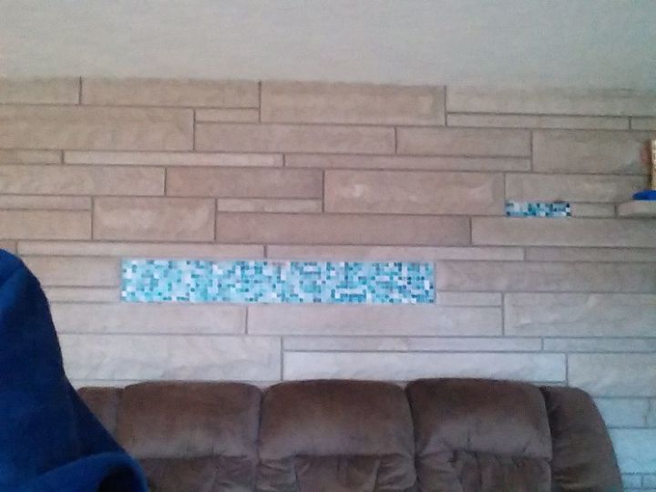 how to cover up wall title, concrete masonry, home decor, What to do with the ugly blue tile