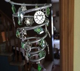vintage bed springs repurposed into whimsical wall hanging, home decor, repurposing upcycling