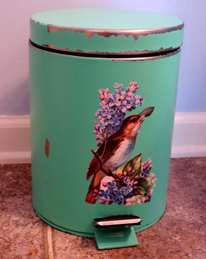 give a generic trash can a cottage style makeover, crafts, diy, painting