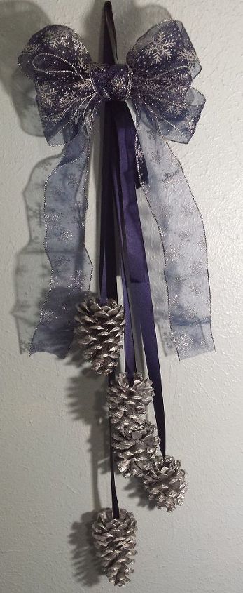 silver pinecone hanukkah swag with sparkly ribbon, crafts, seasonal holiday decor
