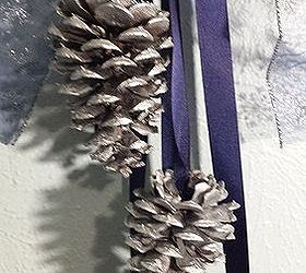 silver pinecone hanukkah swag with sparkly ribbon, crafts, seasonal holiday decor