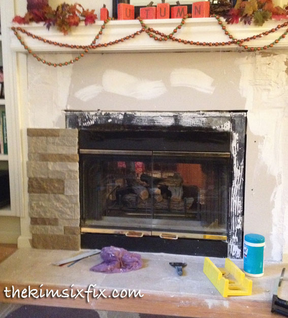 quick and easy stone fireplace update, concrete masonry, fireplaces mantels