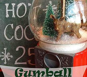 gumball machine snow globe, christmas decorations, crafts, repurposing upcycling, seasonal holiday decor