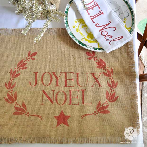 how to stencil christmas table decor for your holiday dinner, christmas decorations, how to, seasonal holiday decor