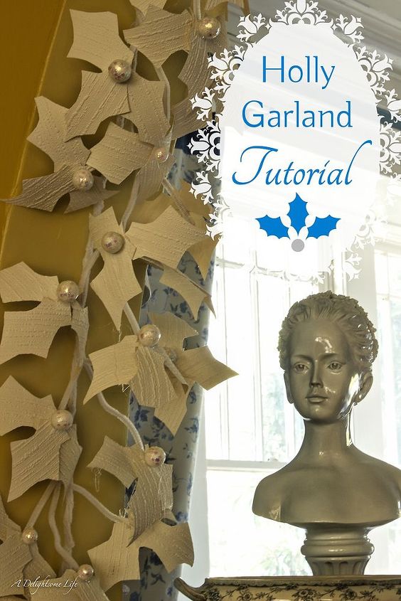 how to make holly leaf garland made from textured wallpaper, crafts, seasonal holiday decor, wall decor