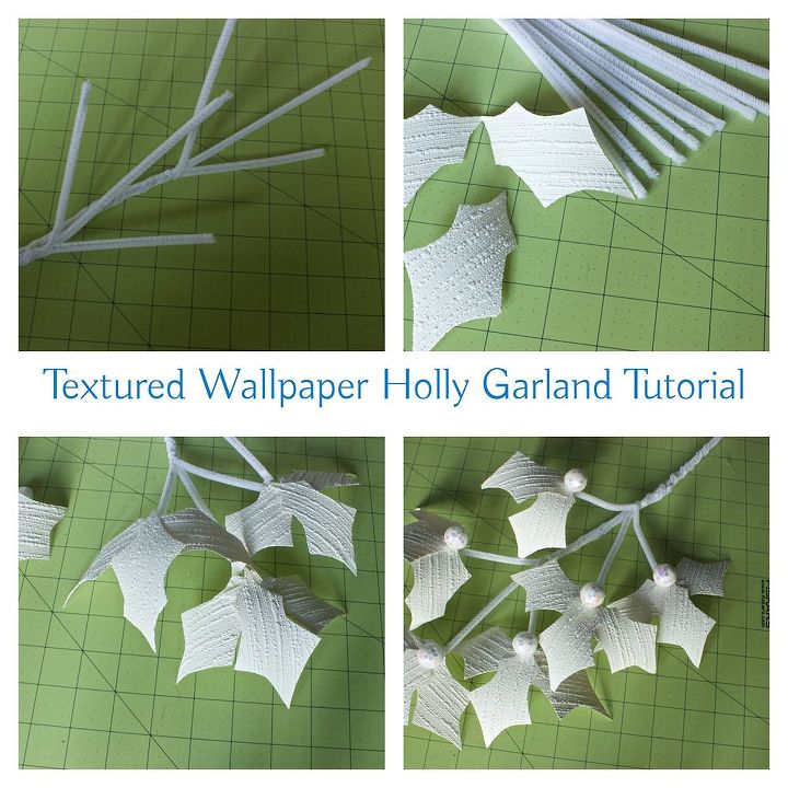 guirnalda de hojas de acebo hecha con papel pintado texturizado
