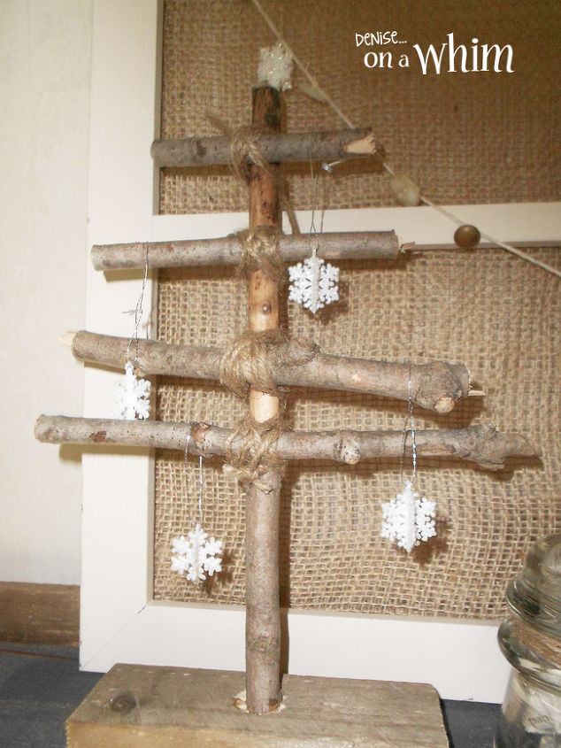 how to make rustic trees and junky snowmen shelf decor, christmas decorations, seasonal holiday decor, shelving ideas