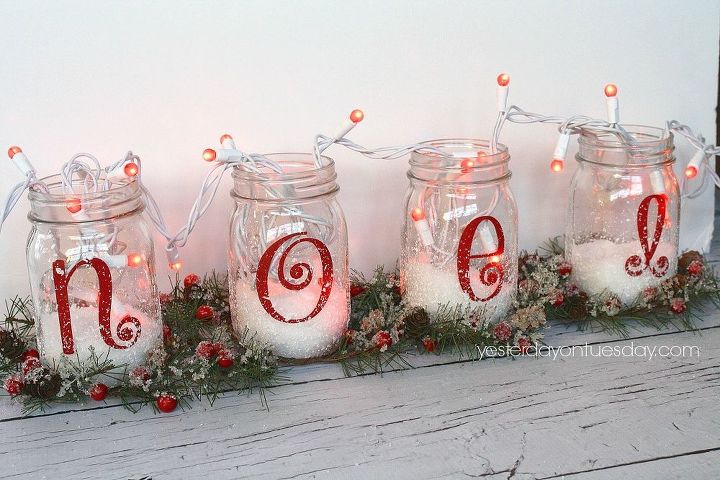 how to make noel mason jars, christmas decorations, mason jars, seasonal holiday decor