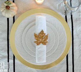 thanksgiving tablescape decor idea using leaves, crafts, seasonal holiday decor, thanksgiving decorations