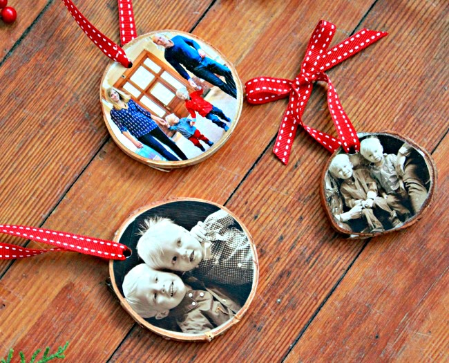 how to make birch coaster photo ornaments, christmas decorations, crafts, seasonal holiday decor