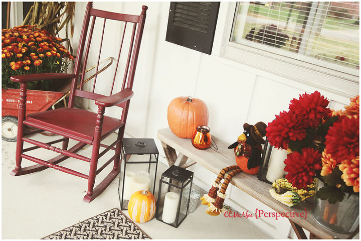 fall porch and plastic chair placement idea, outdoor furniture, painted furniture
