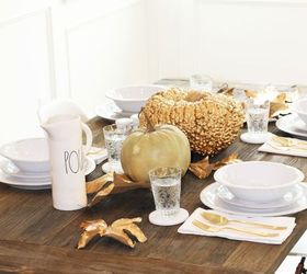 gold inspired thanksgiving table ideas, crafts, seasonal holiday decor, thanksgiving decorations