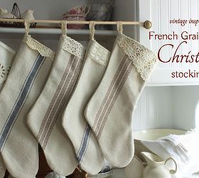 vintage inspired french grain sack stockings, christmas decorations, crafts, seasonal holiday decor