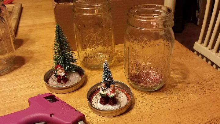 snow globes made from mason jars, christmas decorations, crafts, mason jars, repurposing upcycling, seasonal holiday decor
