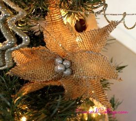burlap pointsettia flowers, christmas decorations, crafts, seasonal holiday decor