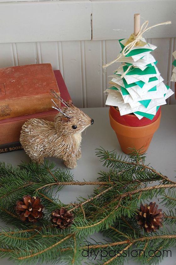 diy potted paper christmas trees, christmas decorations, crafts, repurposing upcycling, seasonal holiday decor