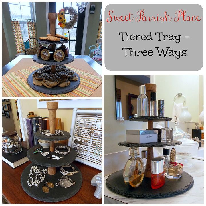 how to use a tiered tray three ways, home decor, organizing, repurposing upcycling