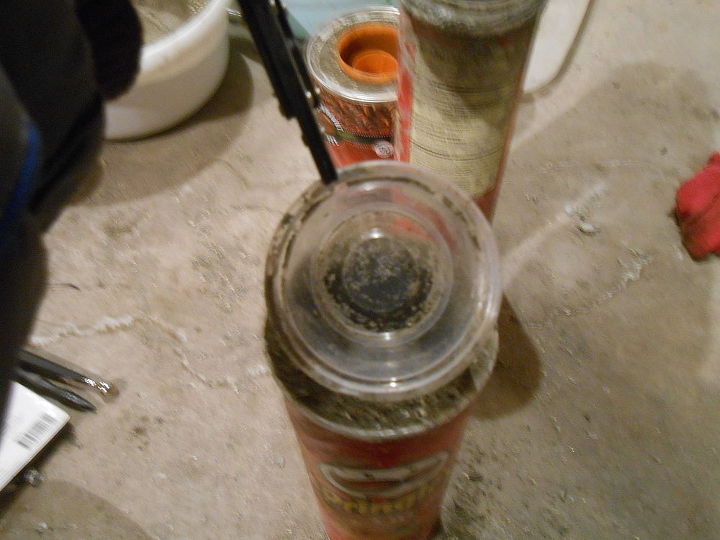 diy concrete candle holders from pringle and coffee cans, concrete masonry, crafts, home decor, repurposing upcycling