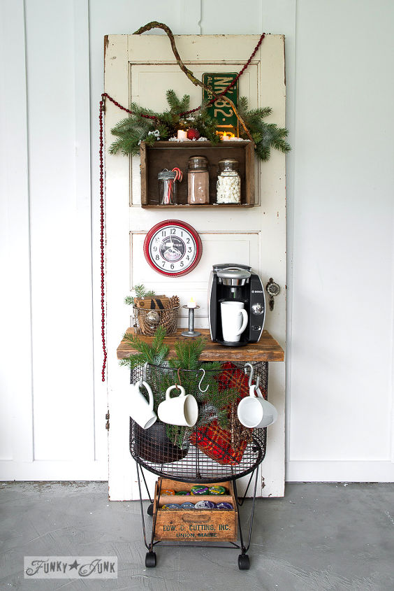 vintage cart to instant hot chocolate station for christmas, christmas decorations, repurposing upcycling, seasonal holiday decor, woodworking projects