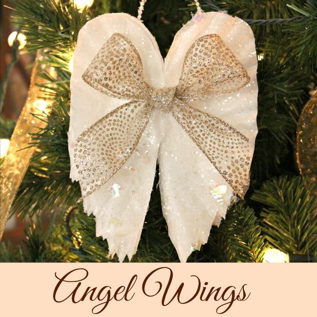 sparkling angel wings made from coffee filters, christmas decorations, crafts, seasonal holiday decor