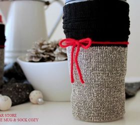 dollar store coffee mug sock cozy how to, crafts, seasonal holiday decor