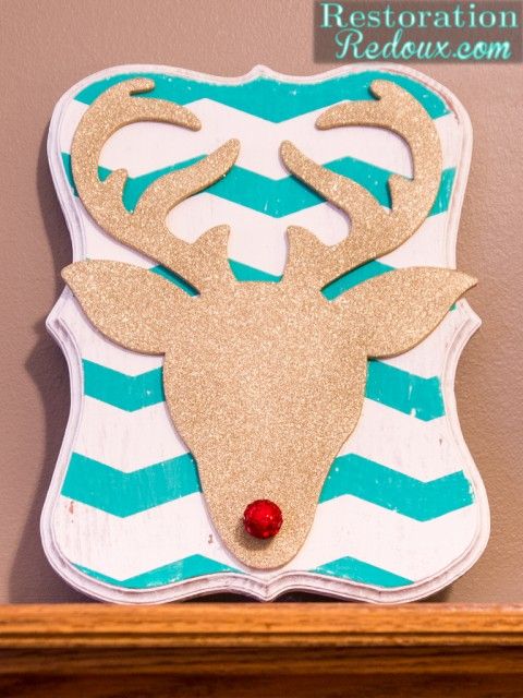 glitter deer head plaque tutorial, christmas decorations, crafts, how to, seasonal holiday decor
