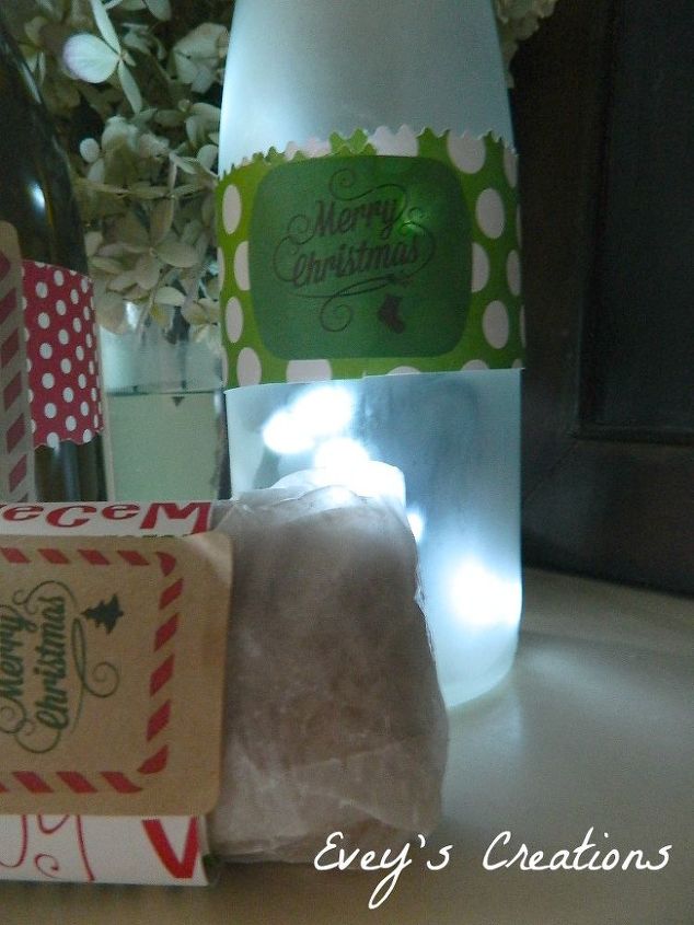homemade gifts using labels and repurposed wine bottles, christmas decorations, crafts, seasonal holiday decor