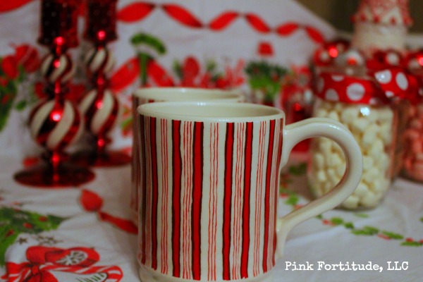 how to set up a peppermint hot chocolate station, christmas decorations