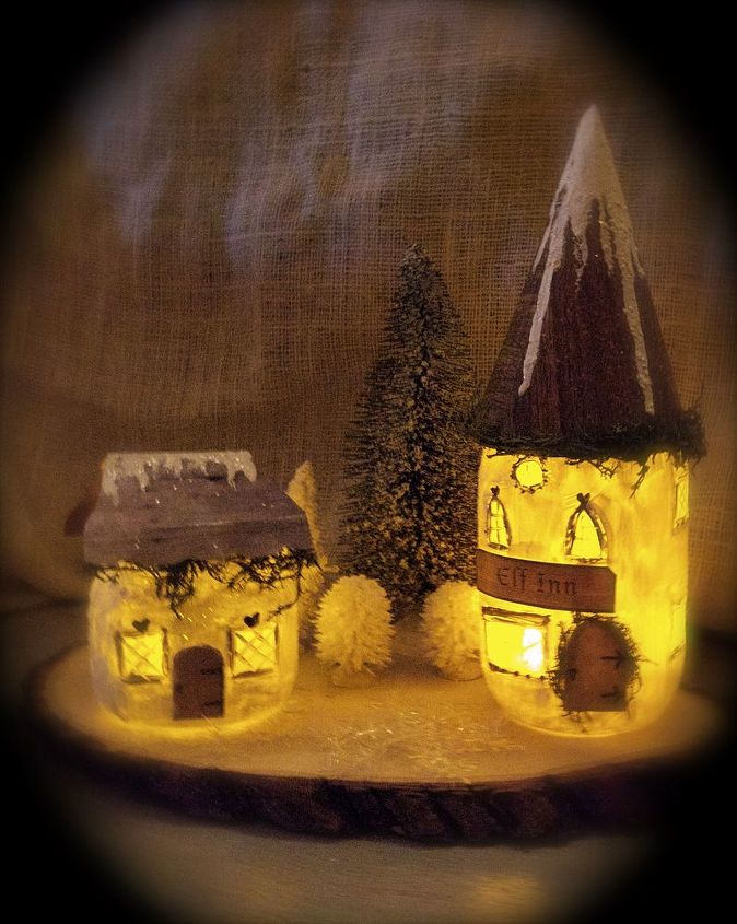 casitas de elfos en mason jar hogar para las fiestas