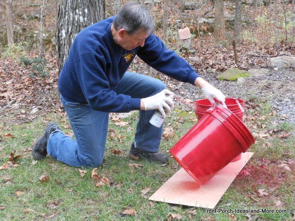 turn 5 gallon buckets into christmas porch decor, christmas decorations, crafts, seasonal holiday decor