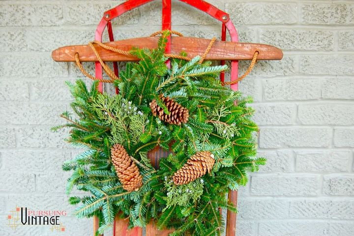 how to make a vintage holiday sled decoration, christmas decorations, repurposing upcycling, seasonal holiday decor, wreaths