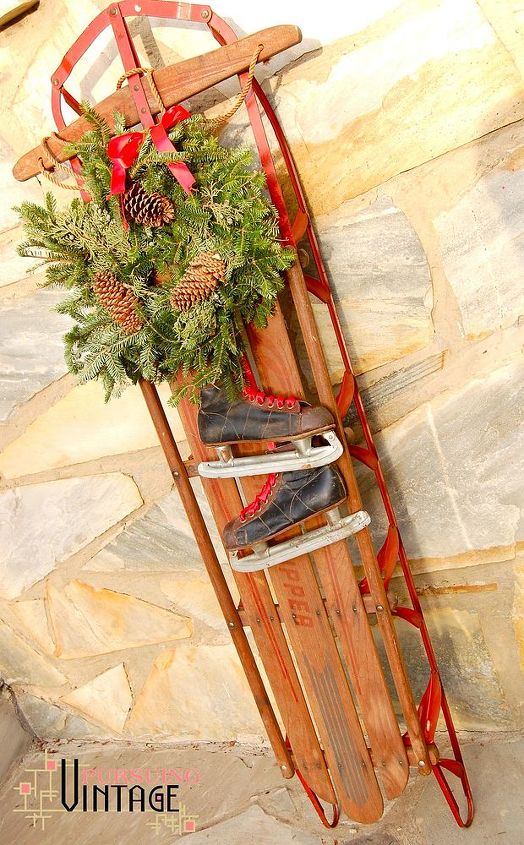 how to make a vintage holiday sled decoration, christmas decorations, repurposing upcycling, seasonal holiday decor, wreaths