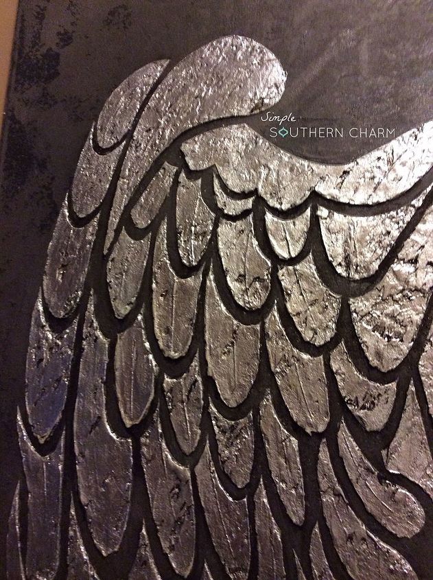 how to make raised relief stenciled angel wings for wall, crafts, painting, wall decor