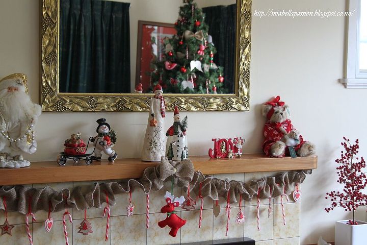 diy gathered burlap mantel for christmas, christmas decorations, crafts, fireplaces mantels, seasonal holiday decor