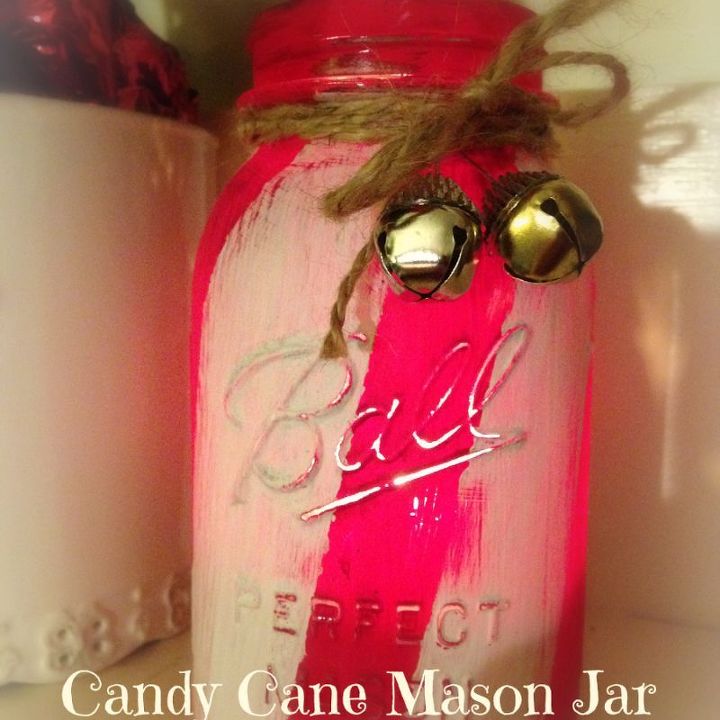 diy candy cane mason jars