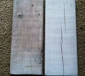mason jar pallet wood wall decor candle holders, Left board has Antiquing Wax rubbed in