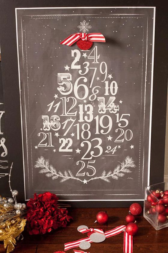 chalkboard advent calendar, chalkboard paint, christmas decorations, crafts, seasonal holiday decor