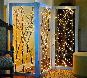 twinkling branches room divider, christmas decorations, lighting, seasonal holiday decor, woodworking projects