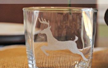 Silueta de ciervo en vidrio grabado
