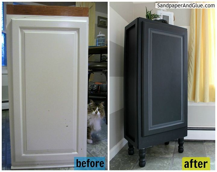 repurposed furniture kitchen upper cabinet to stylish storage cabinet