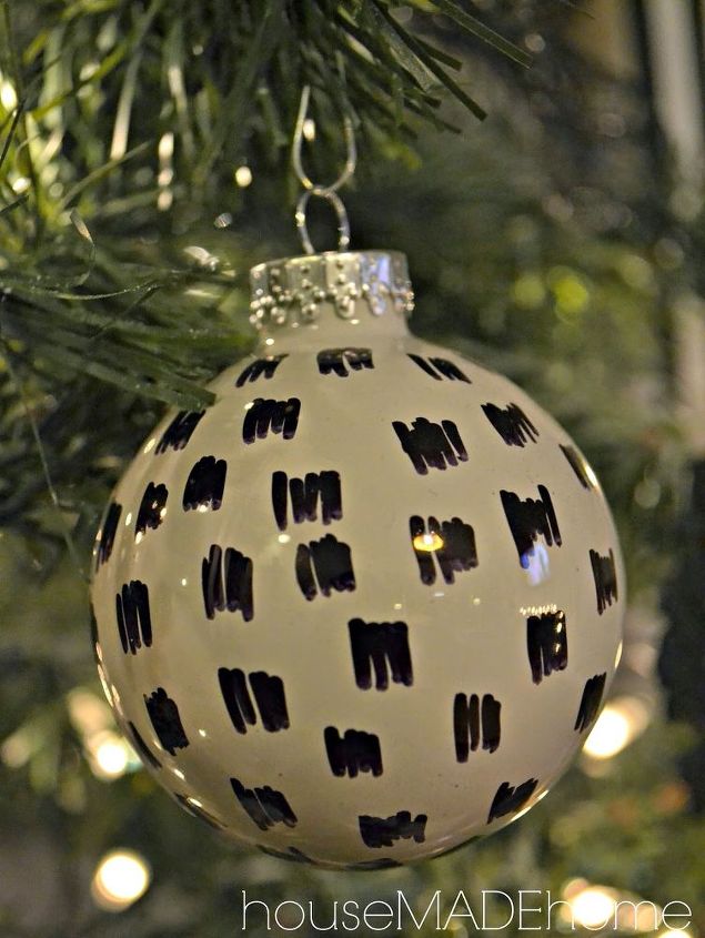 christmas ornaments using black and white sharpie, christmas decorations, crafts, seasonal holiday decor