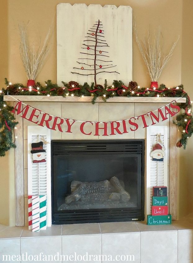diy rustic christmas mantel, christmas decorations, crafts, fireplaces mantels, seasonal holiday decor