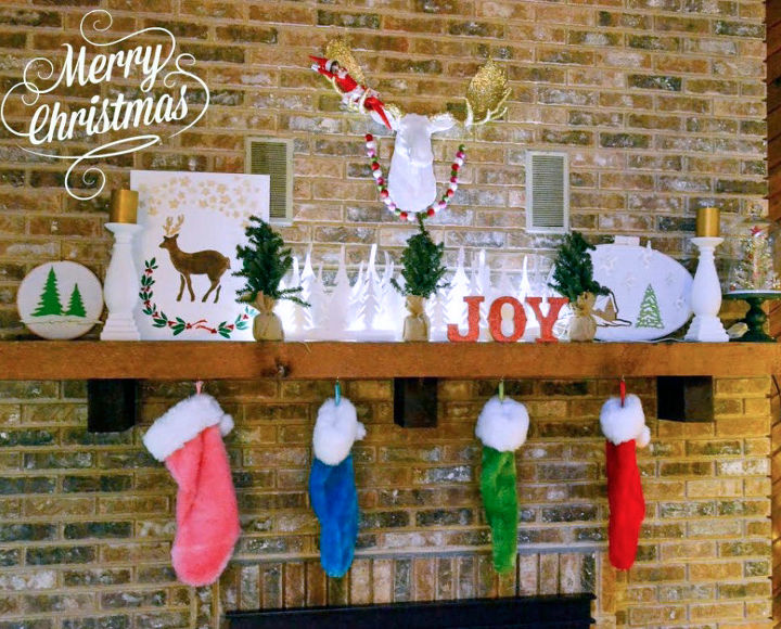 semi handmade christmas mantel decorations, christmas decorations, crafts, fireplaces mantels, seasonal holiday decor