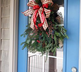 ideas for christmas front door with swag lighted branches, christmas decorations, crafts, seasonal holiday decor, wreaths