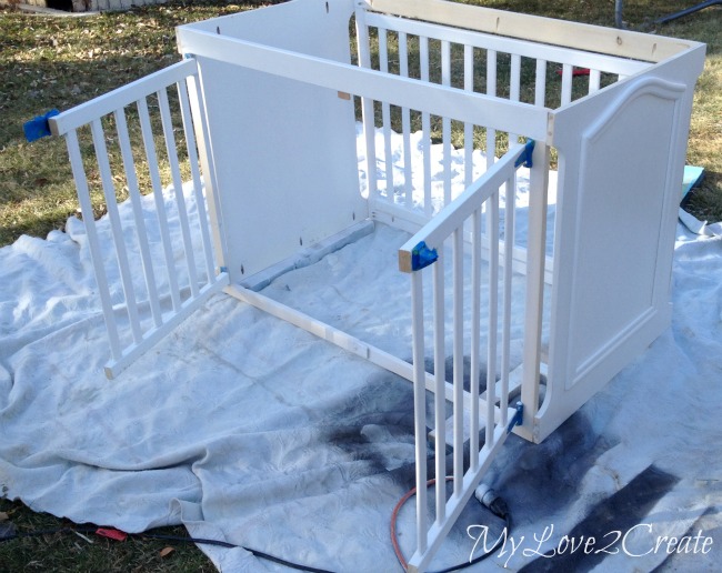 repurposed crib dog crate